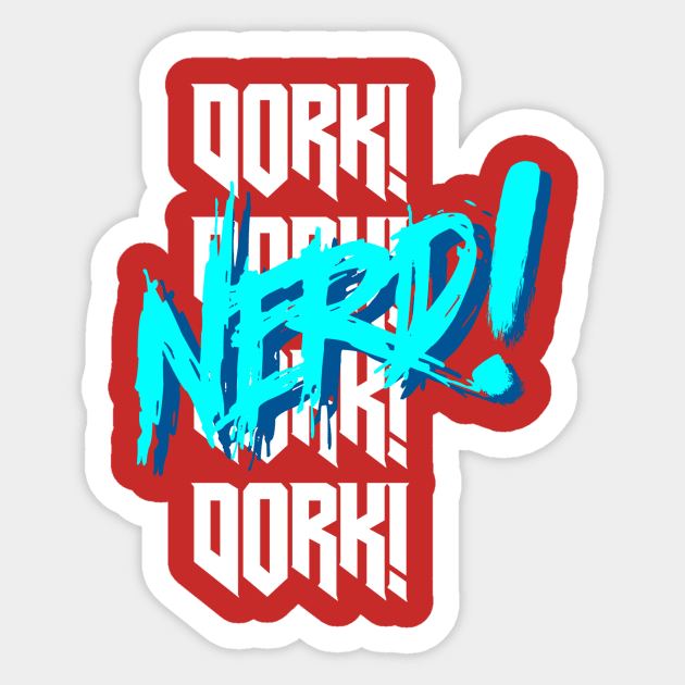 Nerd (blue & white) Sticker by C E Richards